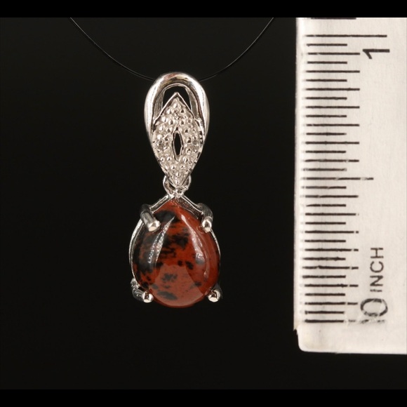 Vintage Sterling Mahogany Obsidian White Topaz Teardrop Pendant and Square Ring - Picture 3 of 9